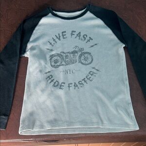 Men's Graphic Long Sleeve Raglan Tee - Black and Gray